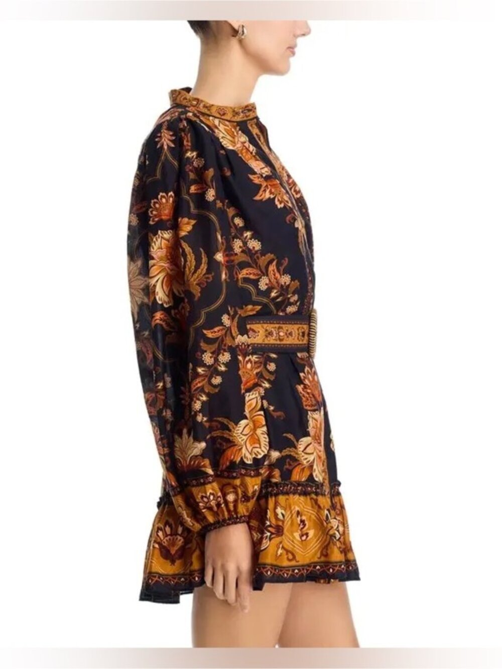 NWT Size M - Farm Rio Majestic Garden Long-Sleeve Button-Front Mini Dress - Picture 4 of 14